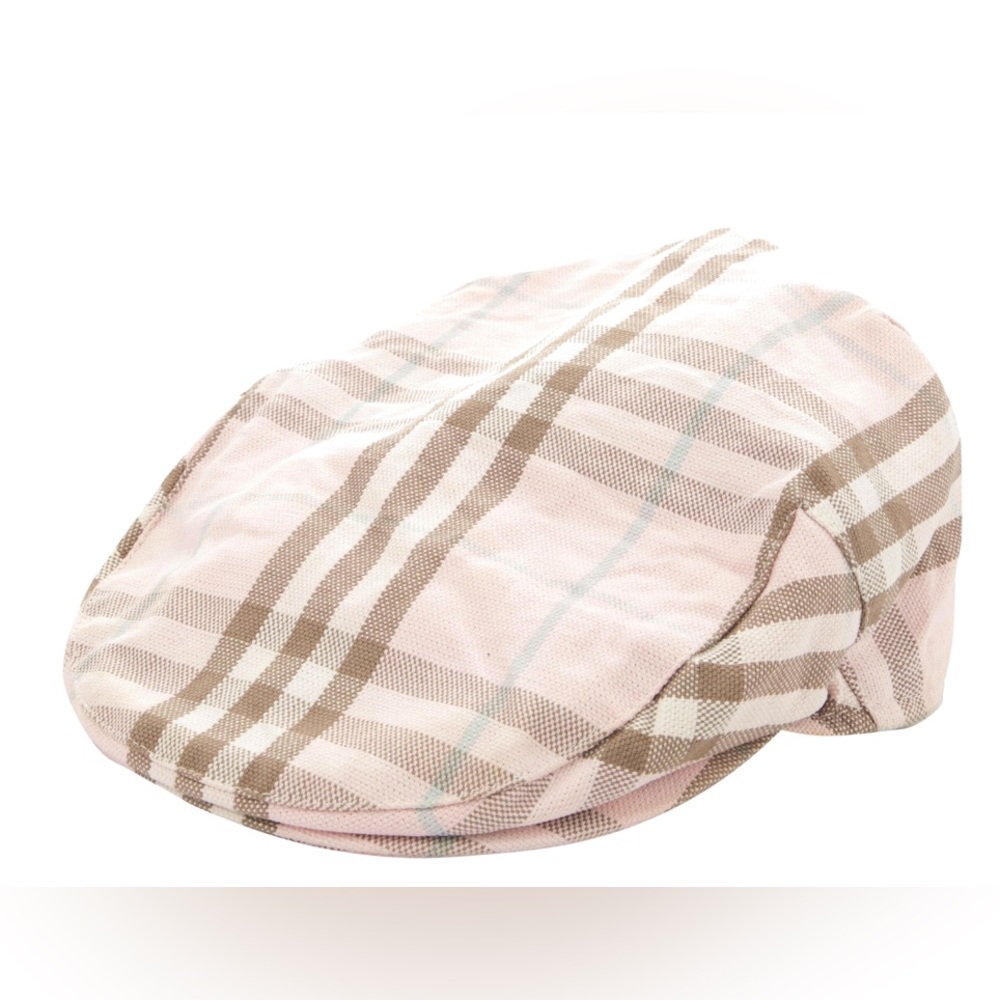 Woman's pink Burberry House Check Newsboy Cap